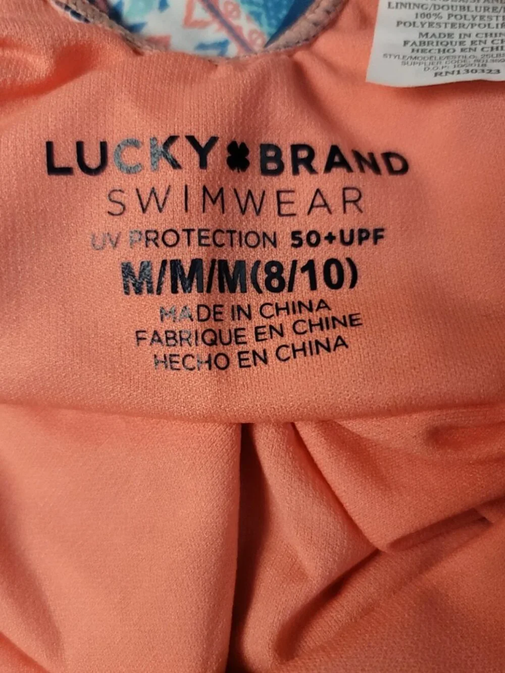 Lucky Brand Girls One Piece Swimsuit Geometric Print Size M 8/10 NWT